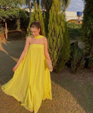 Modest A Line Strapless Chiffon Yellow Prom Dresses Inspo Simple Long Prom Gowns With Scarf HZ0311