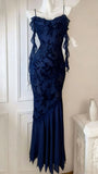 Vintage Mermaid Spaghetti Straps Black Lace Prom Dresses Formal Dress 18th Birthday Outfits Prom Gown HZ0311