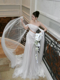 Simple Mermaid Off The Shoulder Tulle White Wedding Dress With Pleated Ruched Fairytale Brides Gown Wedding Dresses HZ0311