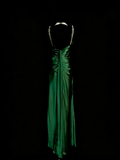 Vintage A Line V Neck Dark Green Satin Senior 80s Prom Dresses High School Long Formal Dress HZ0311