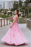 Unique Ball Gown Sweetheart Yellow Tulle with Lace Applique Evening Dresses Long Prom Dress HZ0311