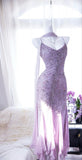 Sparkly Mermaid Spaghetti Strap Chiffon Lilac Prom Dresses Inspo For Teens Formal Dress Party Outfits Prom Gowns HZ0311