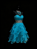 Cute Ball Gown Sweetheart Blue Tiered Short Hoco Outfits Middle School Homecoming Dresses Cocktail Gown HZ0311