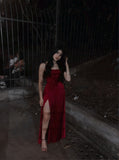 Modest Senior Prom Dresses High Schools Inspiration A Line Halter Burgundy Slit Semi Formal Grad Long Prom Dress For Teens HZ0311