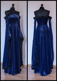Vintage Dark Blue Halter Neck A-Line Velvet Long Formal Prom Dress Evening Dress, HZ0427