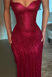 Hot Pink Glitter Bodycon Prom Dresses 2026 with Sweetheart Neck Spaghetti Straps Ruched Side Slit Vestidos Evening Gowns HZ0311