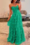 Chiffon Fuchsia Sweetheart Tiered Ruffles Prom Dress with Multi Layers A line 2026 Formal Evening Gowns HZ0311