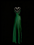 Vintage A Line V Neck Dark Green Satin Senior 80s Prom Dresses High School Long Formal Dress HZ0311