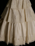 Vintage 70s Ball Gown Strapless Champagne With Appliques Lace Wedding Dress Fairytale Bridal Dresses HZ0311