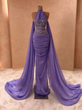 Modest Senior Prom Dresses High Schools Inspiration Sheath High Neck Lilac Chiffon Semi Formal Grad Long Prom Dress For Teens HZ0311