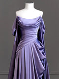 Graceful Mermaid Purple Off the Shoulder Pleats Prom Dress Evening Dresses Party Gowns HZ0311