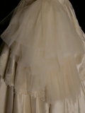 Vintage 70s Ball Gown Strapless Champagne With Appliques Lace Wedding Dress Fairytale Bridal Dresses HZ0311