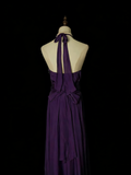 Simple A Line V Neck Purple Senior 80s Prom Dresses High School Long Formal Dress HZ0311