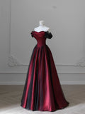 Black and Red Tulle Prom Dresses Long A-line Off Shoulder Wedding Party Gown Birthday Gowns HZ0311