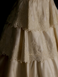 Vintage 70s Ball Gown Strapless Champagne With Appliques Lace Wedding Dress Fairytale Bridal Dresses HZ0311