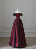 Black and Red Tulle Prom Dresses Long A-line Off Shoulder Wedding Party Gown Birthday Gowns HZ0311