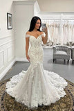 Modest Mermaid Off The Shoulder White Fitted Corset Long Wedding Dress Bride Gowns Wedding Dresses HZ0311