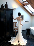 Simple Mermaid One Shoulder White Wedding Dress With Train Fairytale Brides Gown Wedding Dresses HZ0311