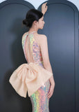 Modest Mermaid Halter Sequin Long Prom Dresses High School Teens Senior Graduation Dance Party Outfits HZ0311