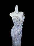 Classic Mermaid Wedding Dresses Sweetheart Silver Gray Sequin With Gem Crystals Brides Dress Bridal Gowns HZ0311