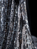 Sparkly Mermaid Strapless Grey Sequin Sleeveless Long Prom Dress For Women Girls Evening Dresses HZ0311