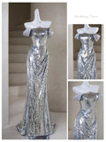 Glitter Mermaid Strapless Silver Sequin Long Prom Dresses Impress 19th Birthday Outfits Prom Gown HZ0311
