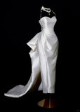 Plain Wedding Dresses Sheath Sweetheart Satin Pleated Brides Dress Fitted Long Bridal Gowns HZ0311