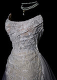 Chic Long Wedding Dresses White Mermaid Strapless Lace Long Wedding Dress For Brides Fitted With Train Bridal Gowns HZ0311