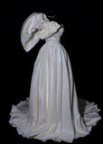 Classic Wedding Dresses A Line One Shoulder Ivory Satin Sleeveless Brides Dress Fitted Bridal Gowns HZ0311