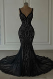 Mermaid Lace Sweetheart Wedding Dress V-neck Long Bridal Dress with Train HZ0311