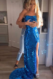 Women's Cocktail Party Gowns Mermaid Charming Sweetheart Royal Blue Prom Dresses HZ0311
