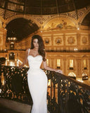 Sexy Mermaid Spaghetti Straps White Satin Long Prom Dresses Trendy Party Dress For Women HZ0311