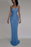 Luxurious Mermaid Crystal Beaded Embroidered Corset Prom Dress 20th Birthday Outfits HZ0311