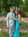 Elegant Mermaid V Neck Blue Sequins Evening Women Party Long Formal Prom Dress 16 Birthday Gown Women Evening Ladies Dresses HZ0311