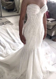 Princess Mermaid Sweetheart White Fitted Corset Long Wedding Dress Bride Gowns Wedding Dresses HZ0311