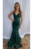 Shinning Mermaid Spaghetti Straps Hot Pink Sequined Lace For Women Party Dresses Long Formal Prom Dress 22th Birthday Gown HZ0311