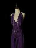Simple A Line V Neck Purple Senior 80s Prom Dresses High School Long Formal Dress HZ0311