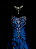 Vintage Ball Gown Sweethart Royal Blue With Beads College Formal Outfit Long Prom Graduation Dresses For Teens HZ0311
