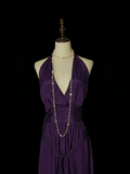 Simple A Line V Neck Purple Senior 80s Prom Dresses High School Long Formal Dress HZ0311