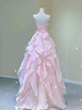 Pink princess evening dress, fairy party dress, girl¡¯s birthday flower dress, Sweet 16 Prom Dresses HZ0311