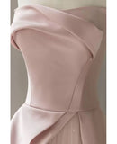Charming A line Strapless Black Satin Pink Tulle Prom Dresses Vestidos De Dia HZ0311