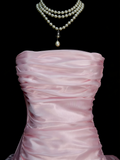 Vintage Ball Gown Strapless Light Pink 1980s College Formal Outfit Prom Graduation Dresses For Teens HZ0311