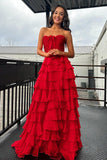 Chiffon Fuchsia Sweetheart Tiered Ruffles Prom Dress with Multi Layers A line 2026 Formal Evening Gowns HZ0311