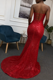 Elegant Mermaid Sweetheart Sequin With Beadings Long Formal Prom Evening Dress Dinner Outfits Party Gowns HZ0311