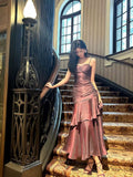 Elegant And Chic Asymmetrical Ruffle Cami Dresses Fashion Women Plain Party Prom Evening Modest Birthday Wedding Guest Dress HZ0311
