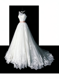 Vintage 80s Wedding Dresses Ball Gown One Shoulder Tulle White Lace Long Brides Dress Fitted Bridal Gown HZ0311