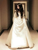 Retro Ball Gown Sweetheart Organza 70s White Fitted Long Wedding Dress Bride Gown Brides Dresses HZ0311