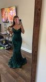 Modest Mermaid Sweetheart Dark Green Sequin Prom Dresses Inspo Formal Dress Party Outfits Prom Gowns HZ0311