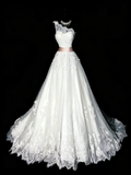 Vintage 80s Wedding Dresses Ball Gown One Shoulder Tulle White Lace Long Brides Dress Fitted Bridal Gown HZ0311