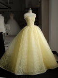 Charming Ball Gown Sweetheart Yellow Long Quinceanera Dress Sweet 15 16 Dresses HZ0311